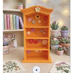 Orange Mini Shelf with Floral Accents